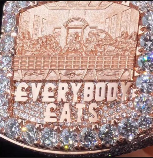 Custom Iced Out Championship Ring, 925 Sterling Silver &amp; VVS Moissanite, Personalized Hip Hop Bling Ring, Men's Statement Jewelry