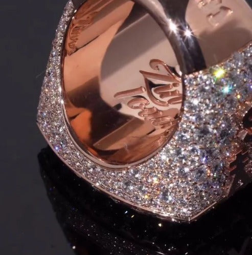 Custom Iced Out Championship Ring, 925 Sterling Silver &amp; VVS Moissanite, Personalized Hip Hop Bling Ring, Men's Statement Jewelry