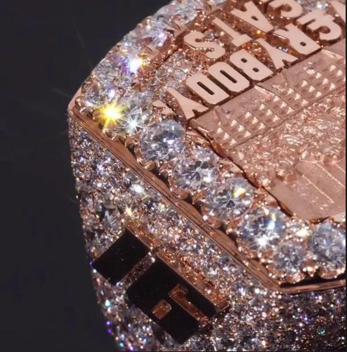 Custom Iced Out Championship Ring, 925 Sterling Silver &amp; VVS Moissanite, Personalized Hip Hop Bling Ring, Men's Statement Jewelry