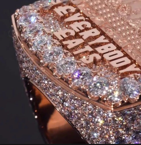 Custom Iced Out Championship Ring, 925 Sterling Silver &amp; VVS Moissanite, Personalized Hip Hop Bling Ring, Men's Statement Jewelry