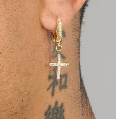 Classy Jewels Iced Cross Earrings - Gold