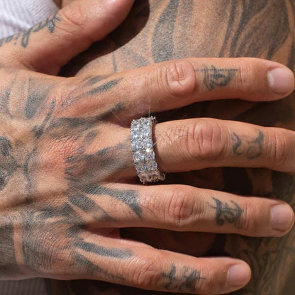 Classy Jewels Moissanite Double Row Ring - 925 Silver - D Colour - VVS1