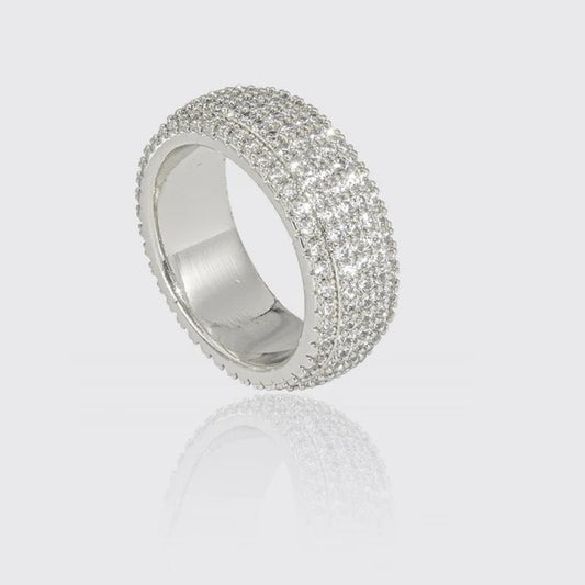 Classy Jewels  5 Row Paved Ring - White Gold