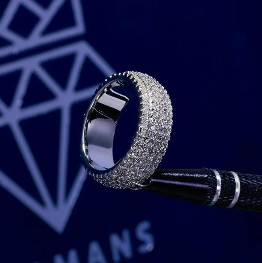 Classy Jewels  5 Row Paved Ring - White Gold