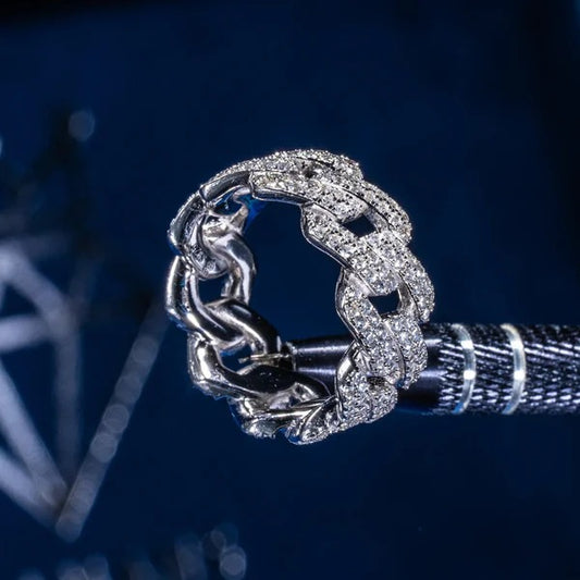 Classy Jewels Cuban Diamond Ring - White Gold