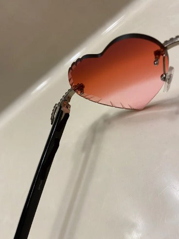 Iced out Rimless Sunglasses Detroit Heart style Buffs