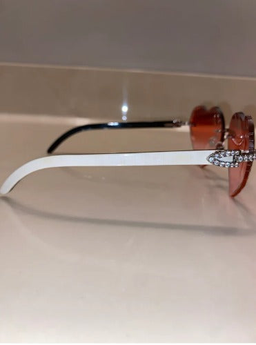 Iced out Rimless Sunglasses Detroit Heart style Buffs