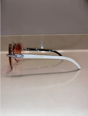 Iced out Rimless Sunglasses Detroit Heart style Buffs