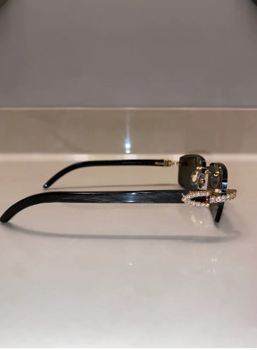 Iced out moissanite Rimless Sunglasses Detroit style sunglasses