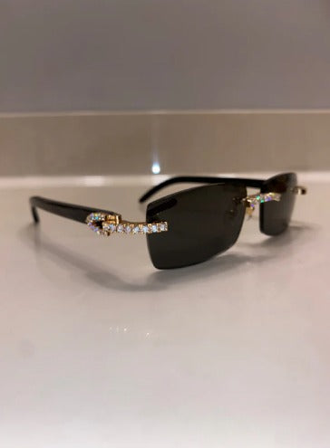 Iced out moissanite Rimless Sunglasses Detroit style sunglasses