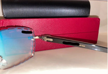 Made to order: Iced out moissanite Diamond cut White Buffalo horn glasses