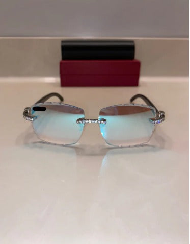 Made to order: Iced out moissanite Diamond cut White Buffalo horn glasses
