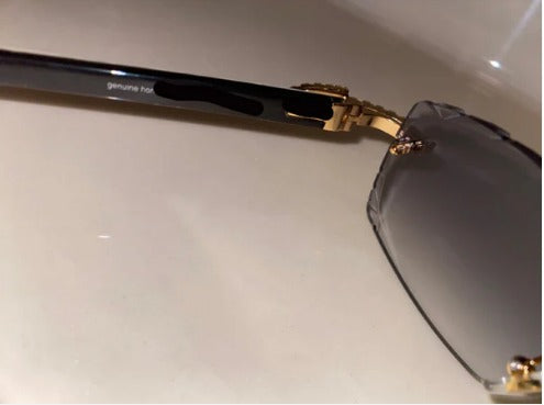 Iced out moissanite Diamond cut White Buffalo horn glasses