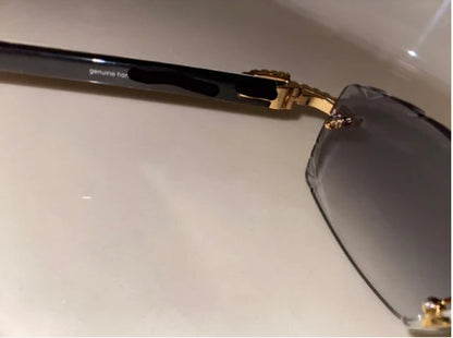 Iced out moissanite Diamond cut White Buffalo horn glasses