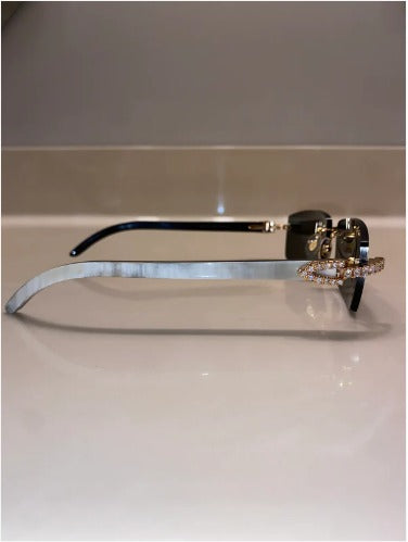 Iced out moissanite Rimless Sunglasses Detroit style sunglasses