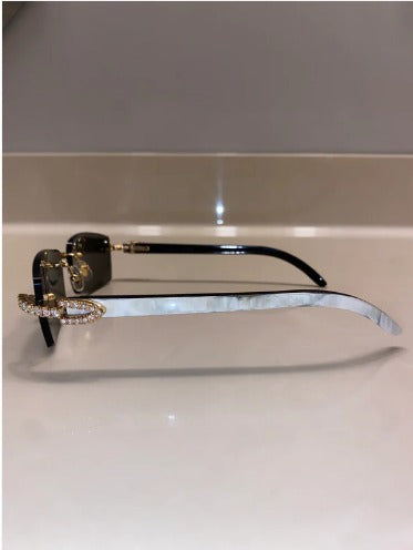 Iced out moissanite Rimless Sunglasses Detroit style sunglasses