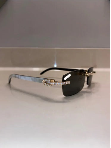 Iced out moissanite Rimless Sunglasses Detroit style sunglasses