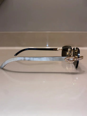 Iced out moissanite Rimless Sunglasses Detroit style sunglasses