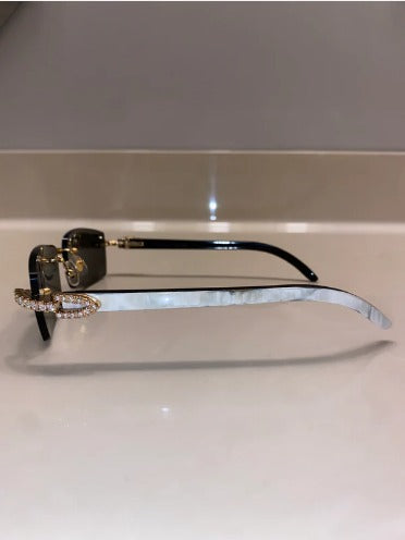 Iced out moissanite Rimless Sunglasses Detroit style sunglasses