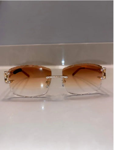 Made to order: Iced out Big C moissanite Sunglasses