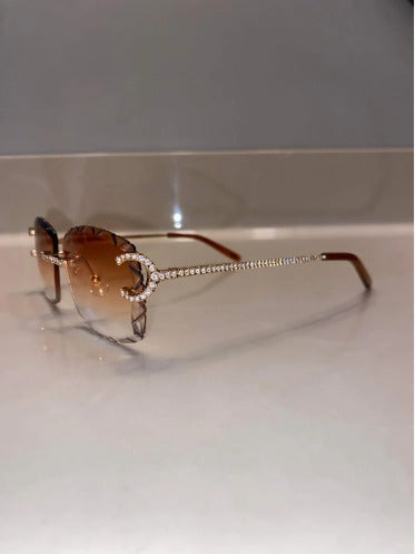 Made to order: Iced out Big C moissanite Sunglasses