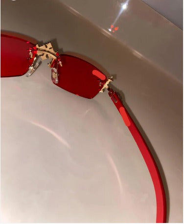 Iced Out red wood sunglasses