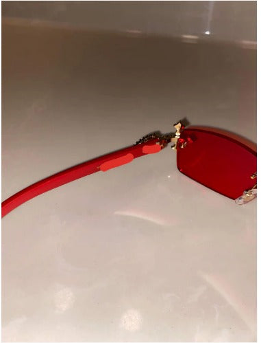 Iced Out red wood sunglasses