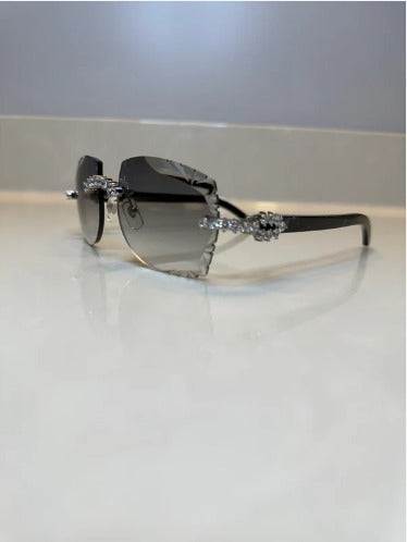 Iced out Rimless Sunglasses Detroit style Buffs 50 pointers