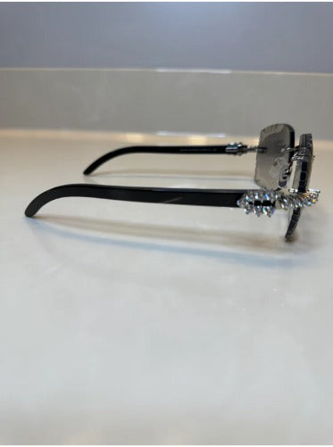 Iced out Rimless Sunglasses Detroit style Buffs 50 pointers