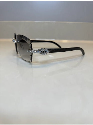 Iced out Rimless Sunglasses Detroit style Buffs 50 pointers