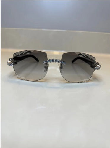 Iced out Rimless Sunglasses Detroit style Buffs 50 pointers