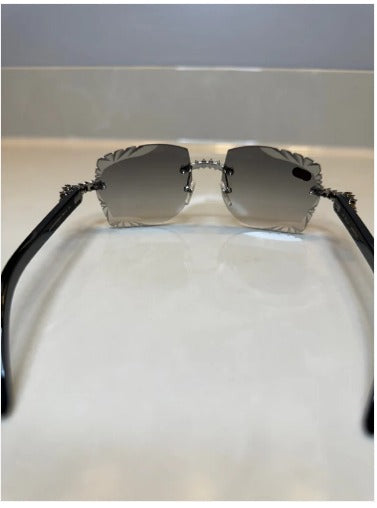 Iced out Rimless Sunglasses Detroit style Buffs 50 pointers