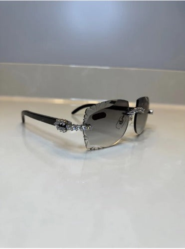 Iced out Rimless Sunglasses Detroit style Buffs 50 pointers