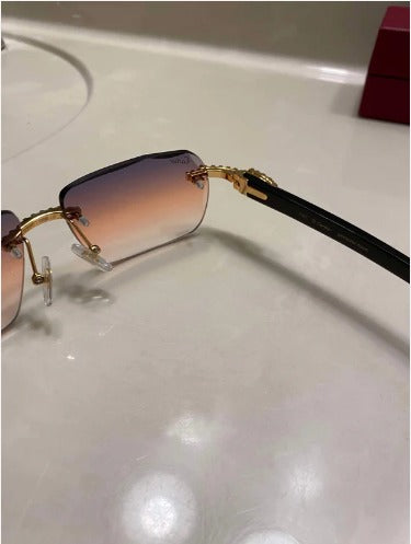 Iced out moissanite black Buffalo horn glasses