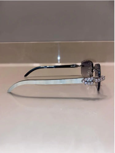 Iced out Rimless Sunglasses Detroit style Buffs 50 pointers