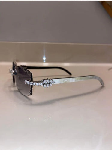 Iced out Rimless Sunglasses Detroit style Buffs 50 pointers