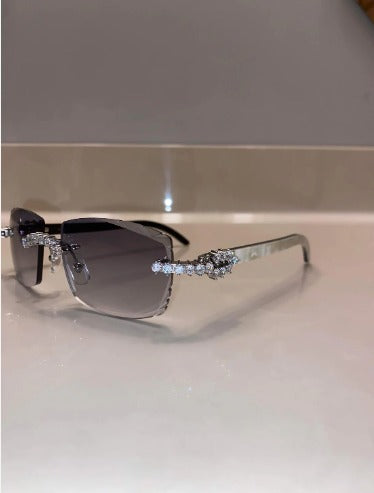 Iced out Rimless Sunglasses Detroit style Buffs 50 pointers