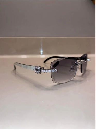 Iced out Rimless Sunglasses Detroit style Buffs 50 pointers