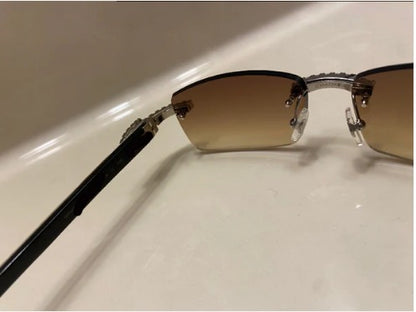 Moissanite iced out buffalo horn glasses