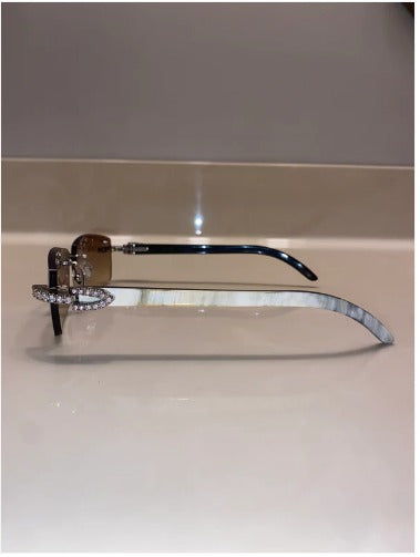 Moissanite iced out buffalo horn glasses