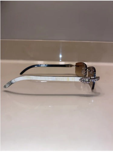 Moissanite iced out buffalo horn glasses