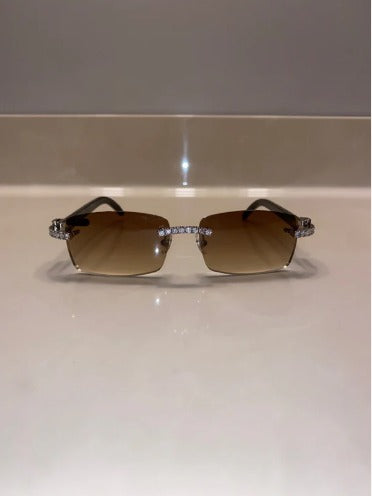 Moissanite iced out buffalo horn glasses