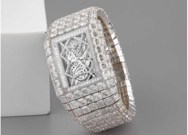 Imperial Precision Lab-Grown Diamond Watch Fully Iced-Out Timepiece with Baguette and Princess Cut Stones for Unmatched Brilliance