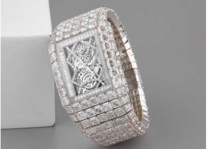 Imperial Precision Lab-Grown Diamond Watch Fully Iced-Out Timepiece with Baguette and Princess Cut Stones for Unmatched Brilliance