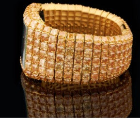 Imperial Majesty Full Gold Moissanite Diamond Luxury Watch with Baguette and Princess Cut Stones