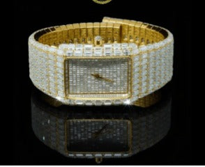 Full Iced Baguette Cut Lab Grown Diamond Watch Where Golden Luxury Meets Timeless Precision by Classy jewels