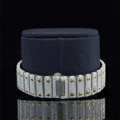 Fabulous Iced Out Roman Style Diamond Watch Automatic