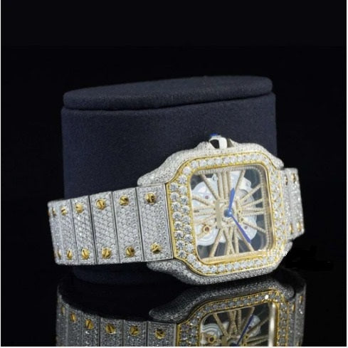 Fabulous Iced Out Roman Style Diamond Watch Automatic