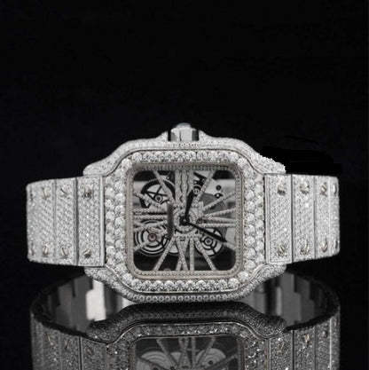 Fabulous Iced Out Roman Style Diamond Watch Automatic
