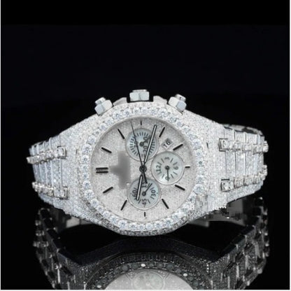 Fabulous Iced Out Bust Down Moissanite Diamond Automatic Watch